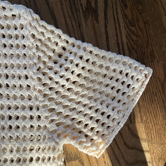 Urban Outfitters Cream / Gold Crotchet Button Up Short Sleeve Shirt - Picture 4 of 6